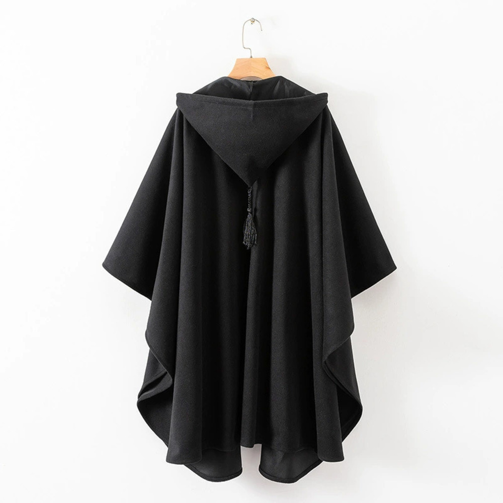 Hooded Long Wool Cape Coat